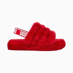UGG Fluff Yeah Slide | Women's Size 8 | Ribbon Red | With Box | Sheepskin
